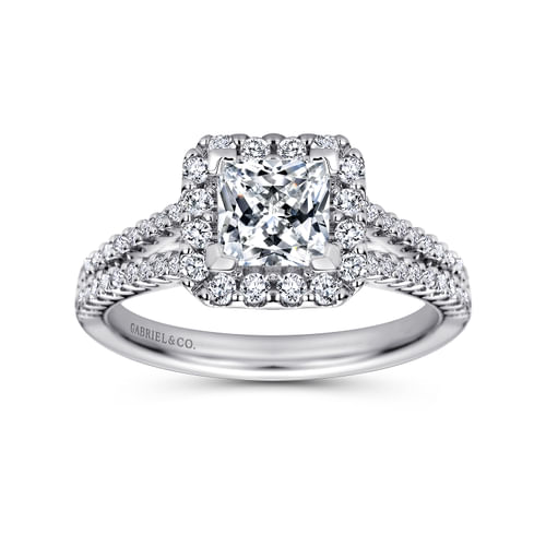 Platinum Princess Halo Diamond Engagement Ring