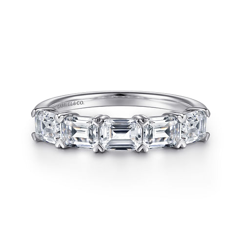 Platinum Prong Emerald Cut Diamond Anniversary Band