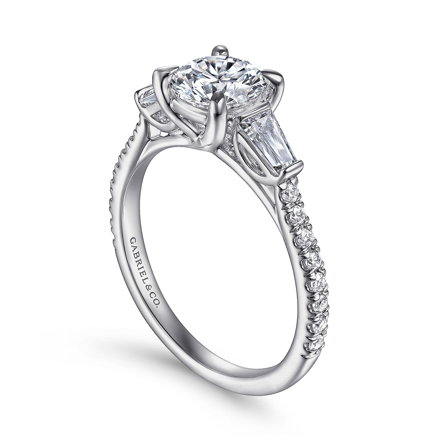 Platinum Round 3 Stone Diamond Channel Set Engagement Ring