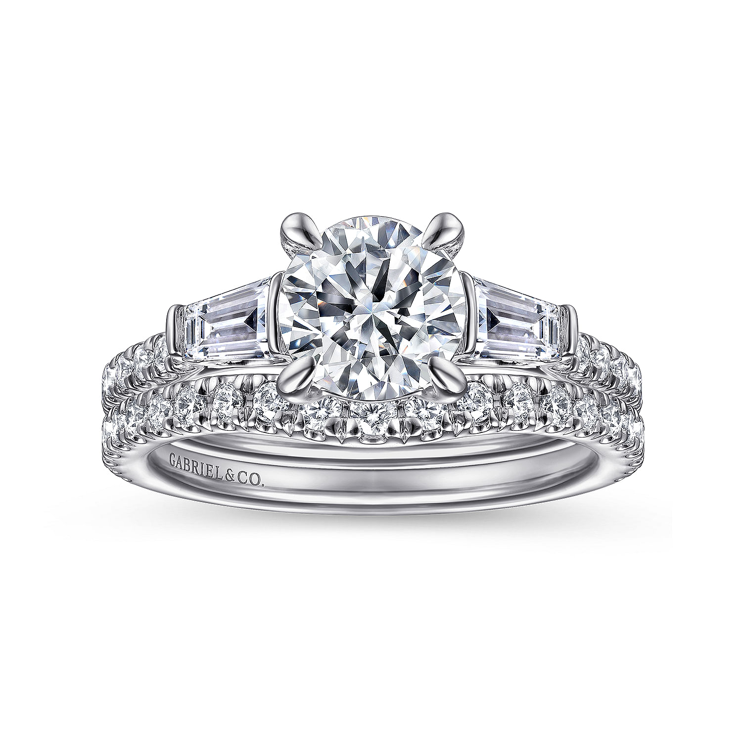 Platinum Round 3 Stone Diamond Channel Set Engagement Ring
