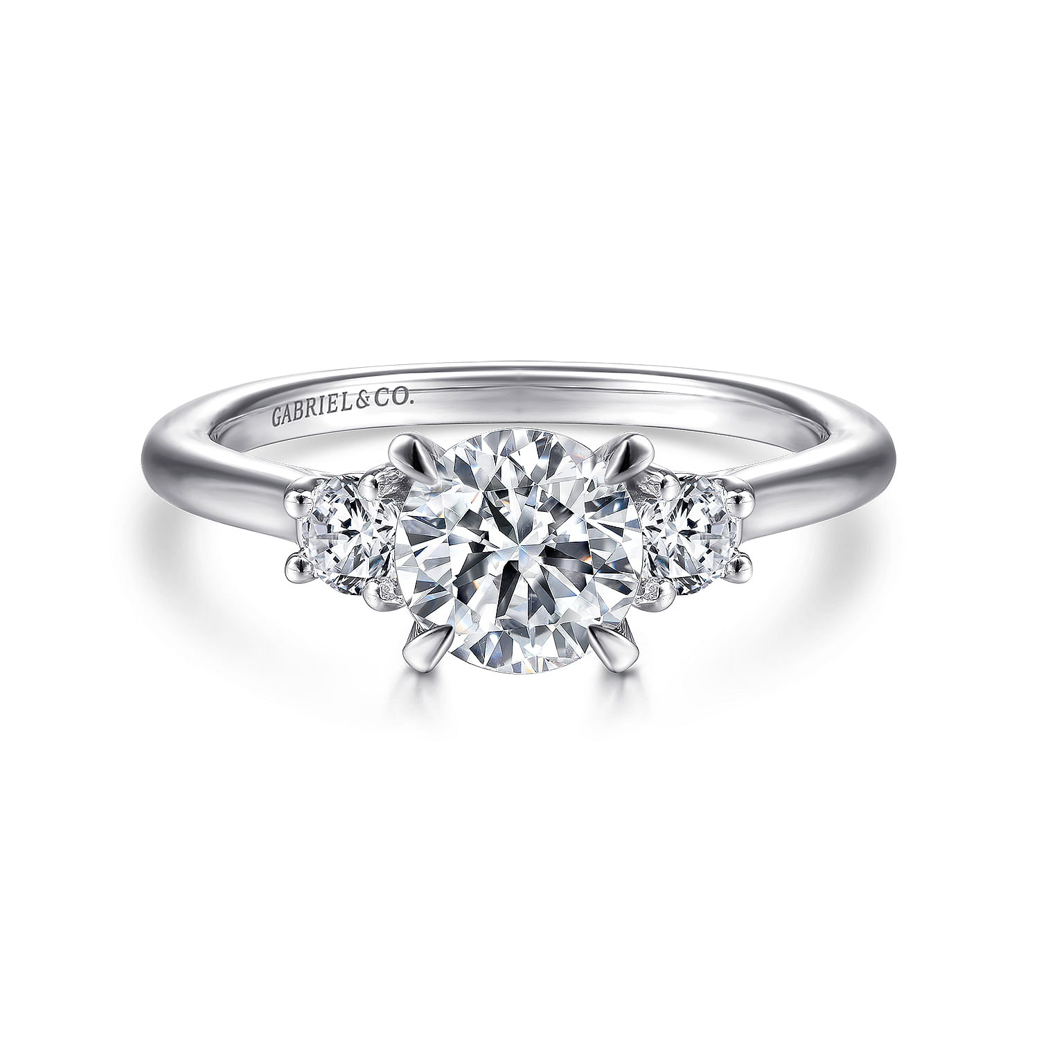 Platinum Round 3 Stone Diamond Engagement Ring