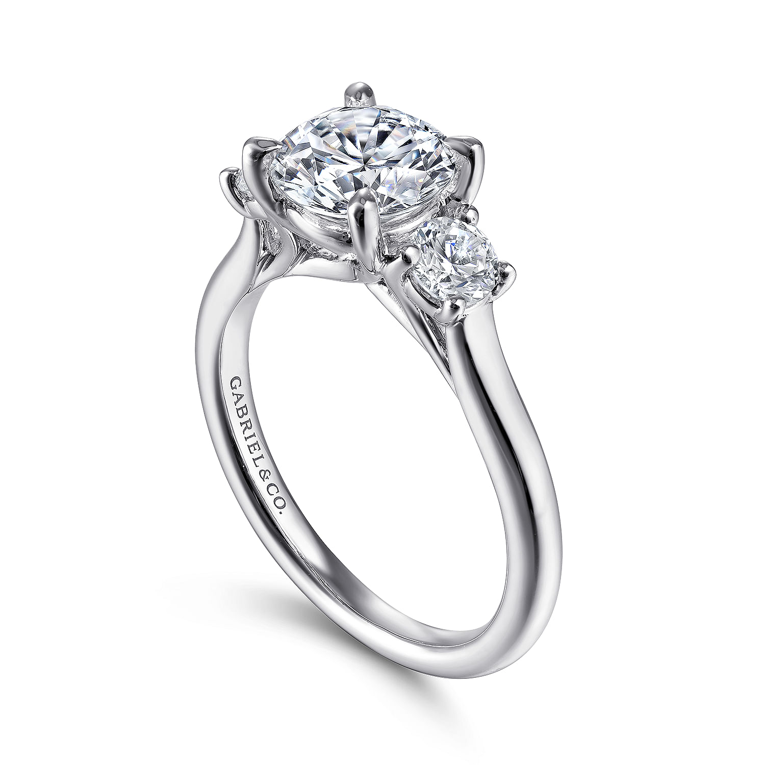 Platinum Round 3 Stone Diamond Engagement Ring