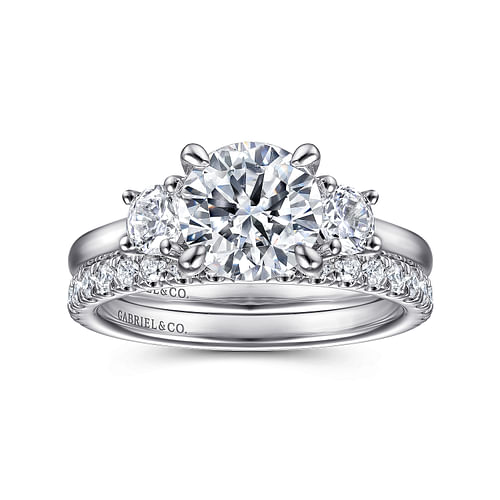 Platinum Round 3 Stone Diamond Engagement Ring