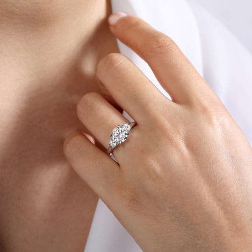 Platinum Round 3 Stone Diamond Engagement Ring