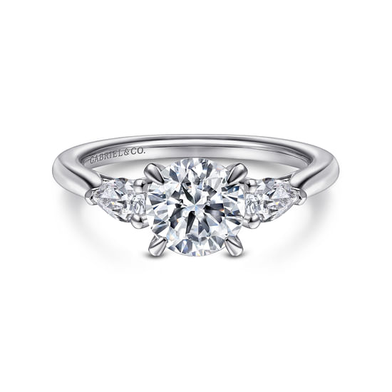 Gabriel - Platinum Round 3 Stone Diamond Engagement Ring