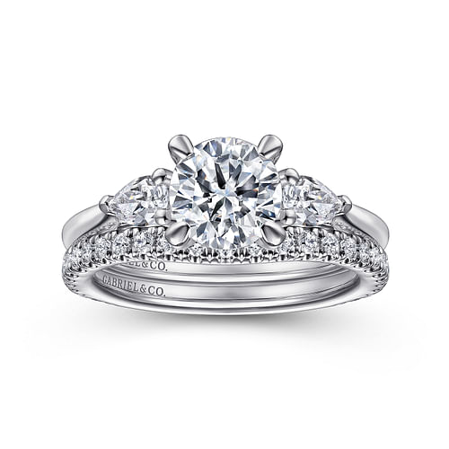 Platinum Round 3 Stone Diamond Engagement Ring