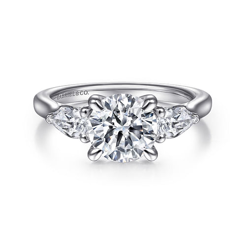 Platinum Round 3 Stone Diamond Engagement Ring