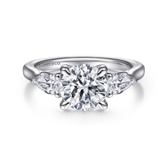 Gabriel - Platinum Round 3 Stone Diamond Engagement Ring