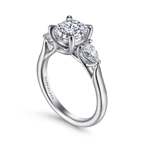 Platinum Round 3 Stone Diamond Engagement Ring