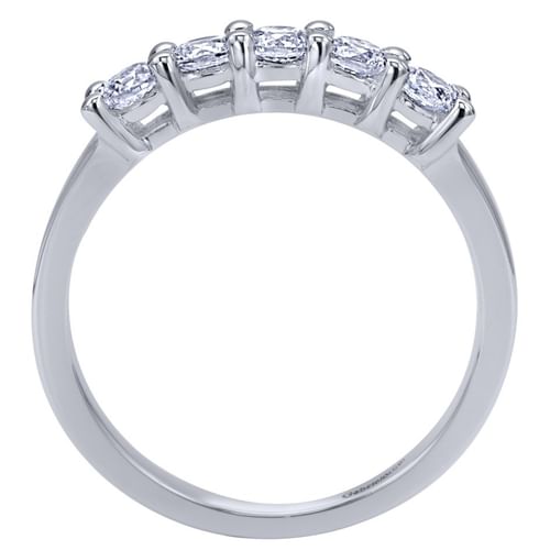 Platinum Round 5 Stone Shared Prong Diamond Anniversary Band