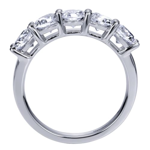 Platinum Round 5 Stone Shared Prong Diamond Anniversary Band