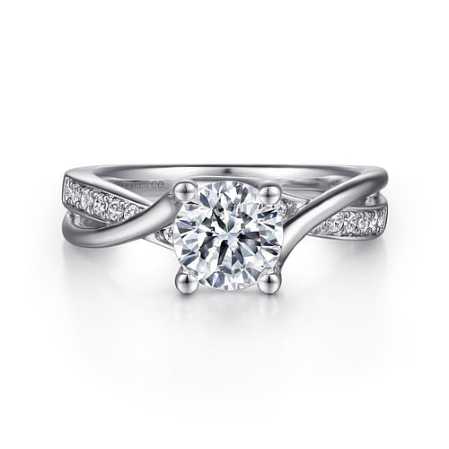 Platinum Round Bypass Diamond Engagement Ring