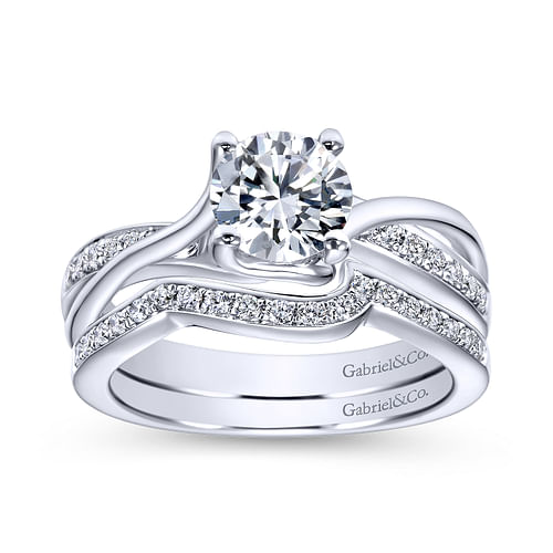 Platinum Round Bypass Diamond Engagement Ring