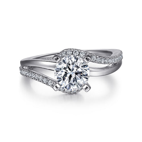 Platinum Round Bypass Diamond Engagement Ring