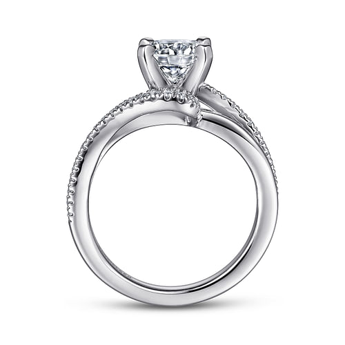 Platinum Round Bypass Diamond Engagement Ring