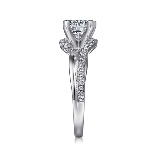 Platinum Round Bypass Diamond Engagement Ring