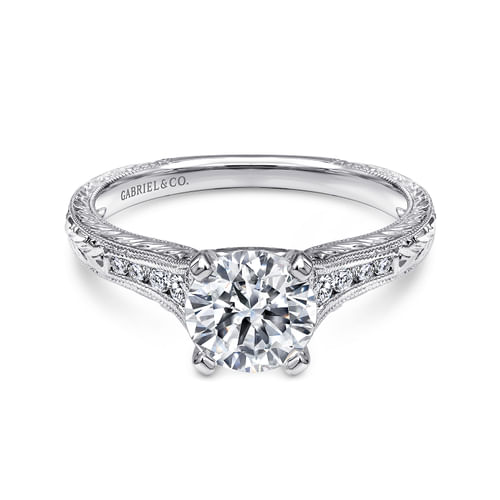 Platinum Round Diamond Channel Set Engagement Ring