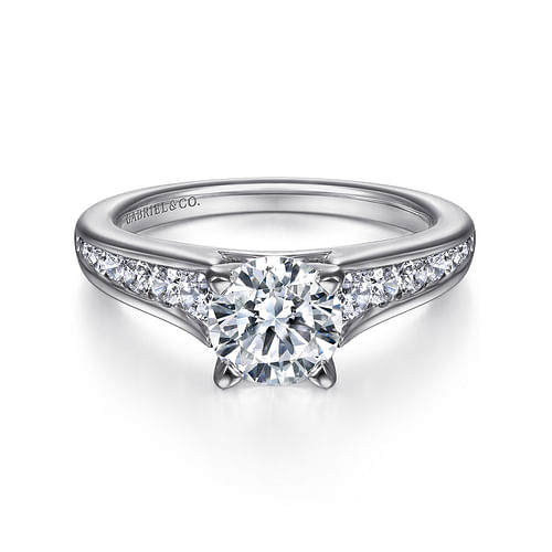 Platinum Round Diamond Channel Set Engagement Ring