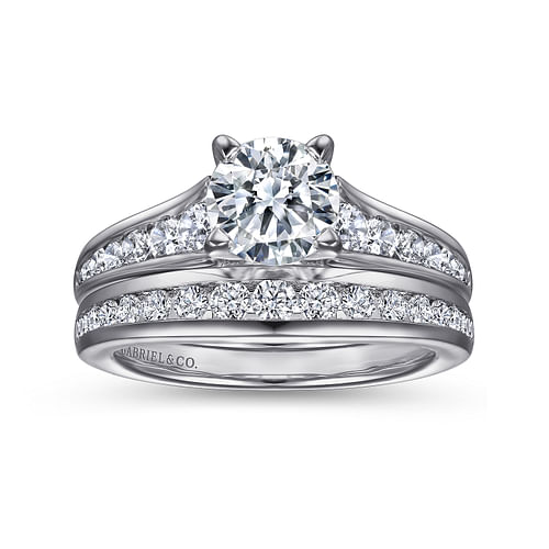 Platinum Round Diamond Channel Set Engagement Ring