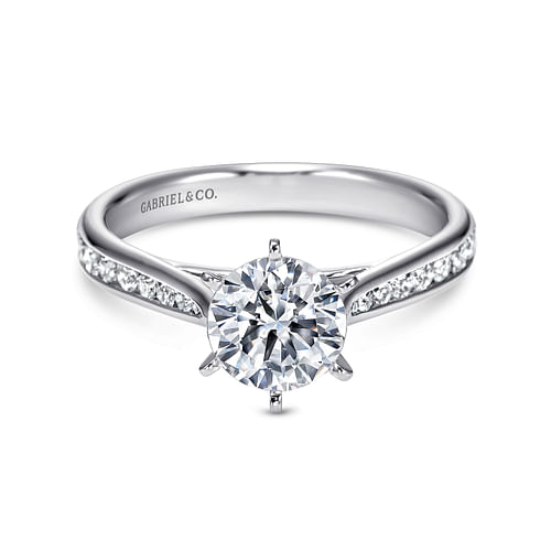 Platinum Round Diamond Channel Set Engagement Ring
