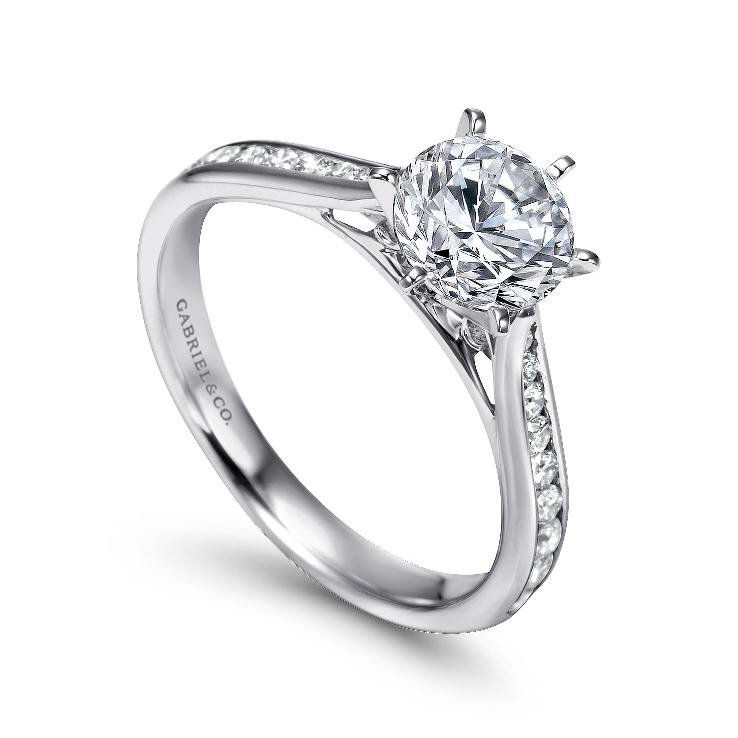 Platinum Round Diamond Channel Set Engagement Ring
