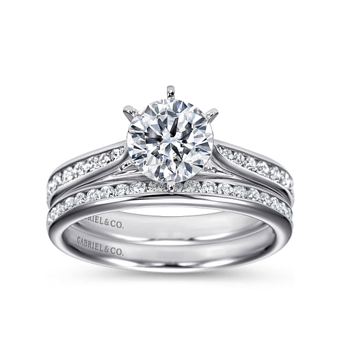 Platinum Round Diamond Channel Set Engagement Ring