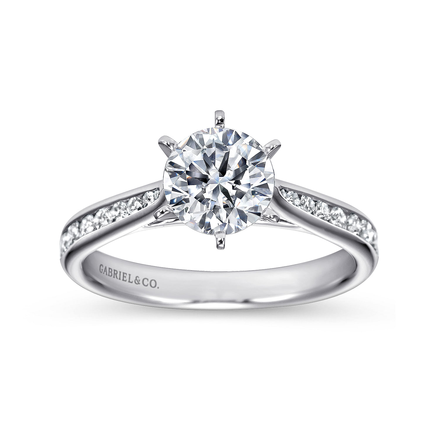 Platinum Round Diamond Channel Set Engagement Ring