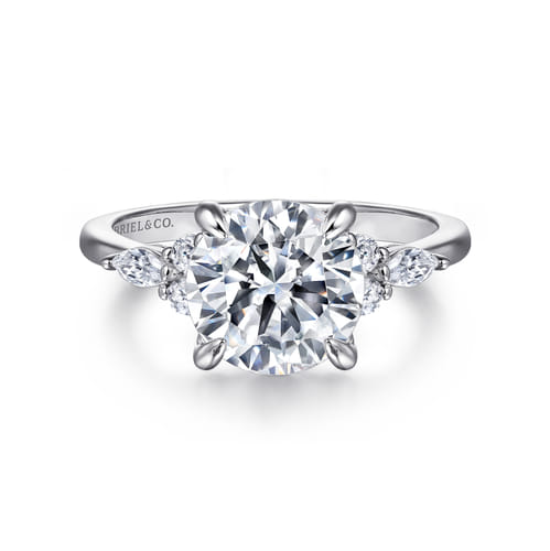 Platinum Round Diamond Cluster Engagement Ring
