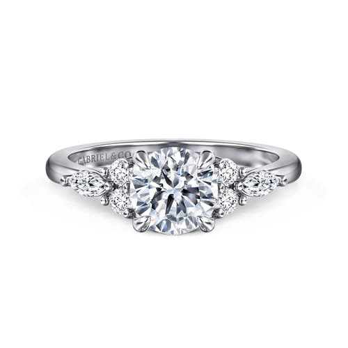 Platinum Round Diamond Cluster Engagement Ring