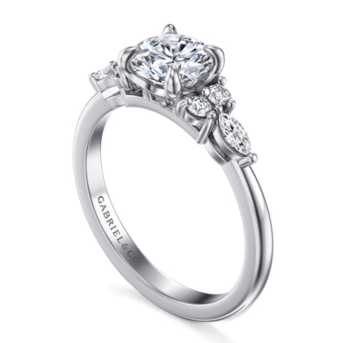 Platinum Round Diamond Cluster Engagement Ring