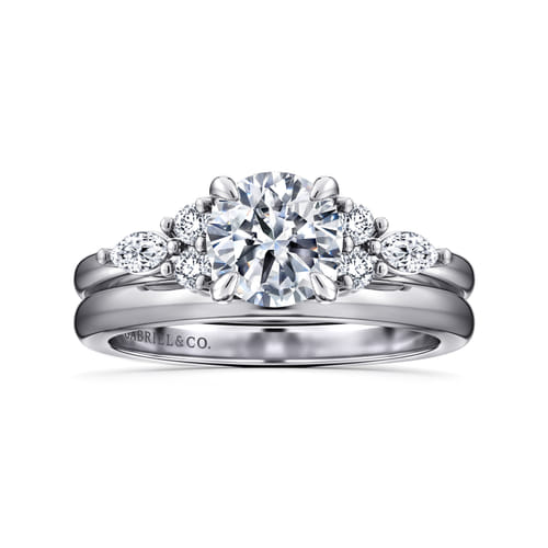 Platinum Round Diamond Cluster Engagement Ring