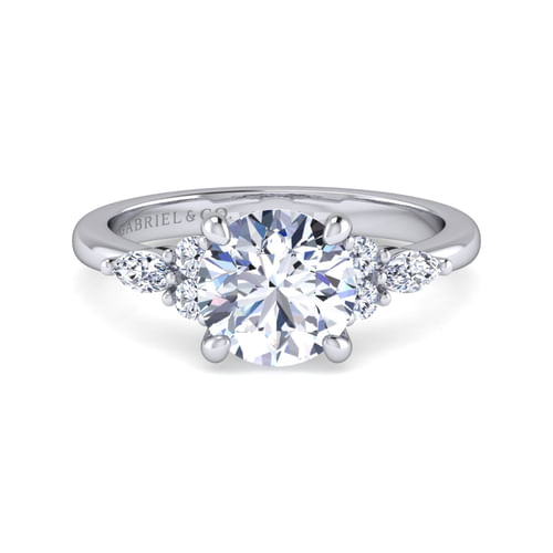 Platinum Round Diamond Cluster Engagement Ring