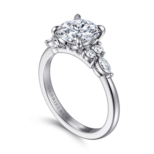 Platinum Round Diamond Cluster Engagement Ring