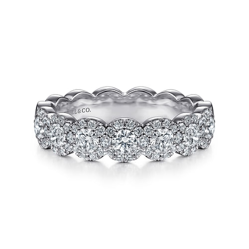 Platinum Round Diamond Halo Anniversary Band