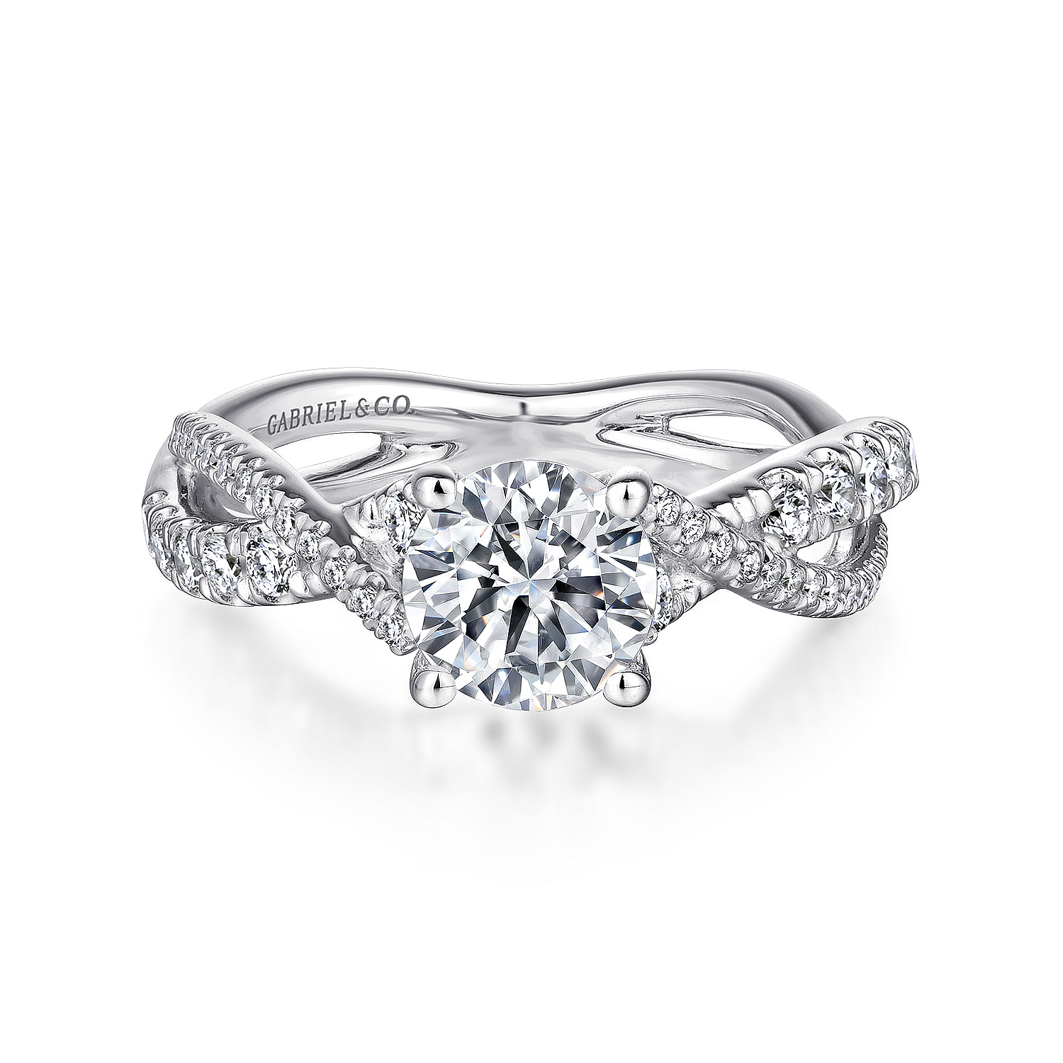 Gabriel - Platinum Round Diamond Twisted Engagement Ring