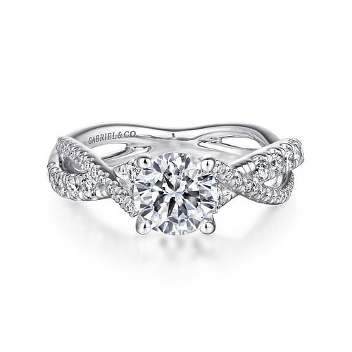 Platinum Round Diamond Twisted Engagement Ring