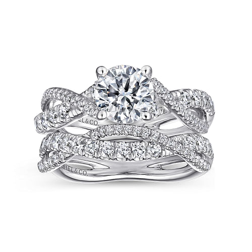 Platinum Round Diamond Twisted Engagement Ring