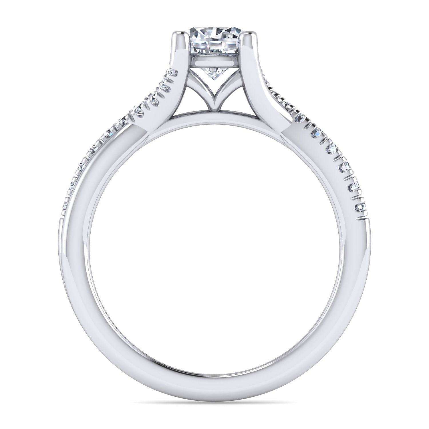 Platinum Round Diamond Twisted Shank Engagement Ring