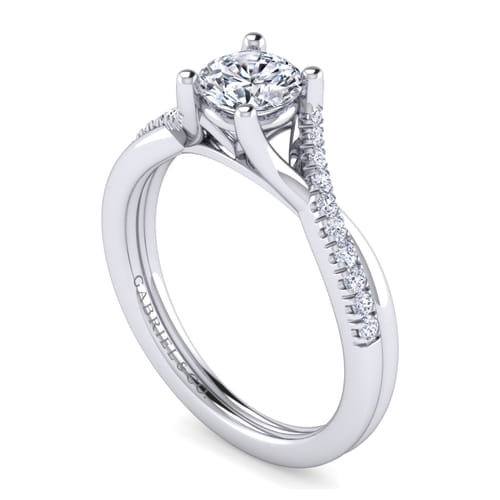 Platinum Round Diamond Twisted Shank Engagement Ring