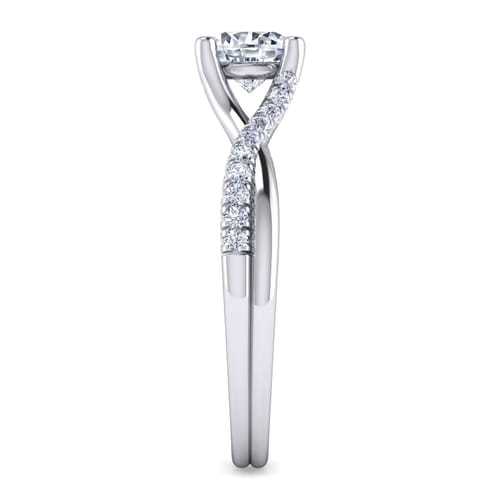 Platinum Round Diamond Twisted Shank Engagement Ring