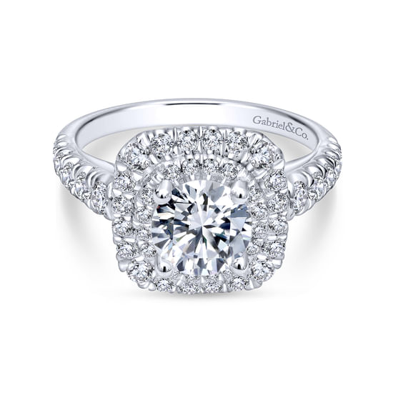 Gabriel - Platinum Round Double Halo Diamond Engagement Ring