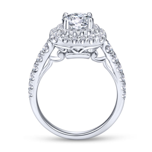 Platinum Round Double Halo Diamond Engagement Ring