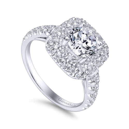 Platinum Round Double Halo Diamond Engagement Ring