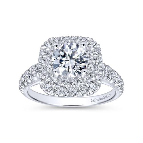 Platinum Round Double Halo Diamond Engagement Ring