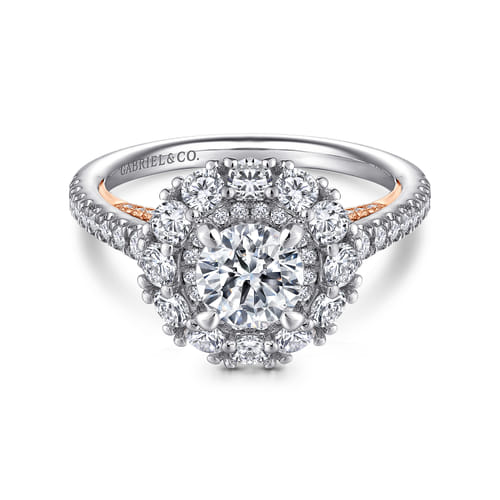 Platinum Round Double Halo Diamond Engagement Ring