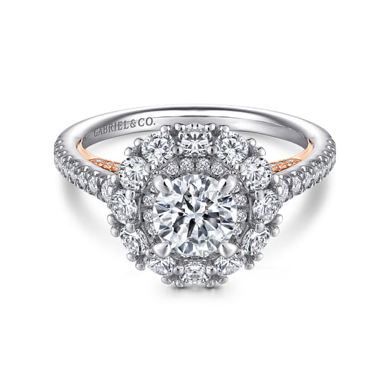 Gabriel - Platinum Round Double Halo Diamond Engagement Ring Gabriel - Platinum Round Double Halo Diamond Engagement Ring