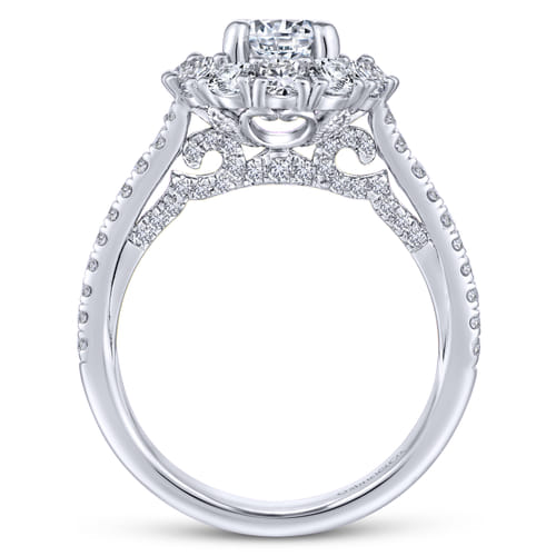 Platinum Round Double Halo Diamond Engagement Ring