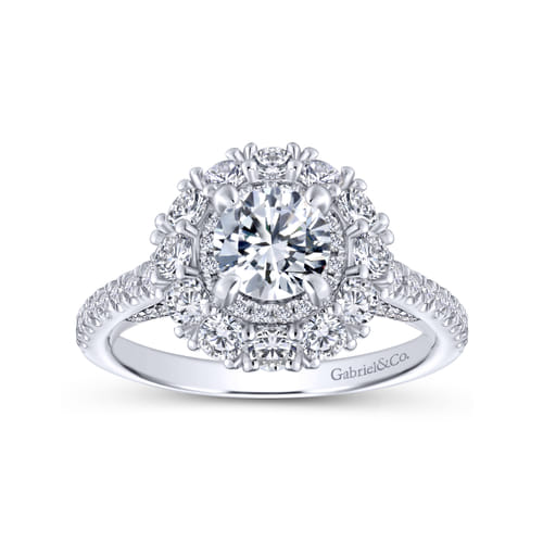 Platinum Round Double Halo Diamond Engagement Ring