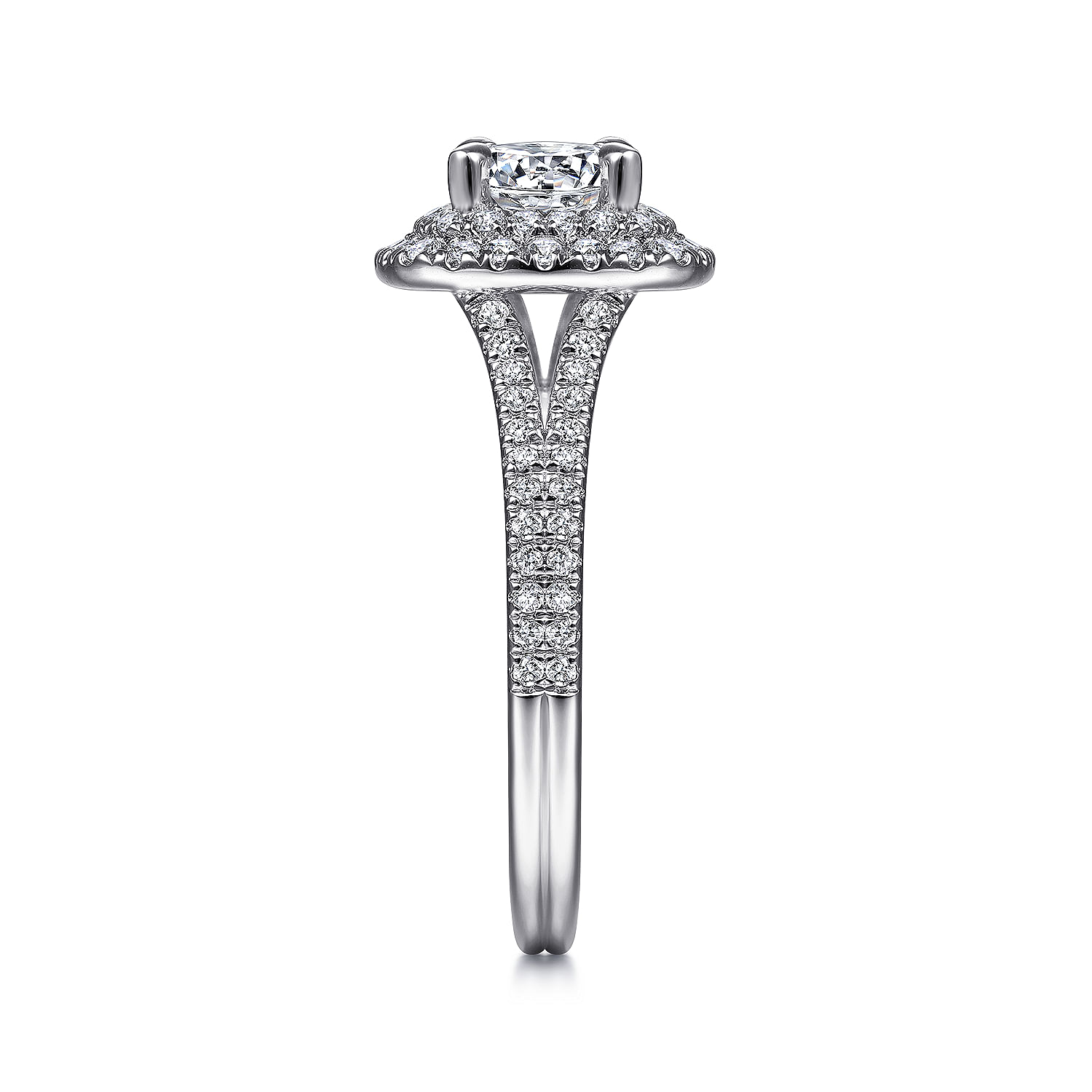 Platinum Round Double Halo Diamond Engagement Ring