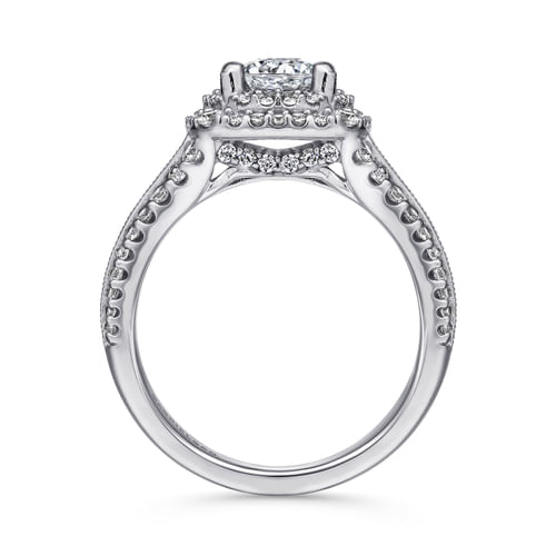 Platinum Round Double Halo Round Double Halo Diamond Channel Set Engagement Ring